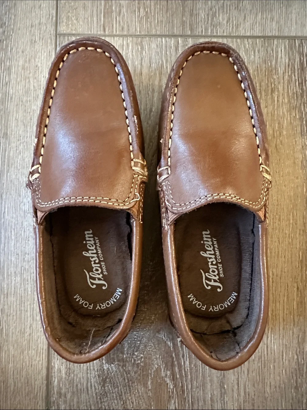 Florsheim Boys Kasper Venetian Driver Loafers Tan Leather Slip-On Shoes 11W Wide